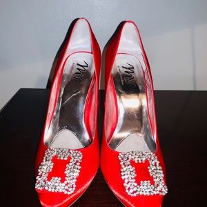 Martinez Valero Red Satin Heels